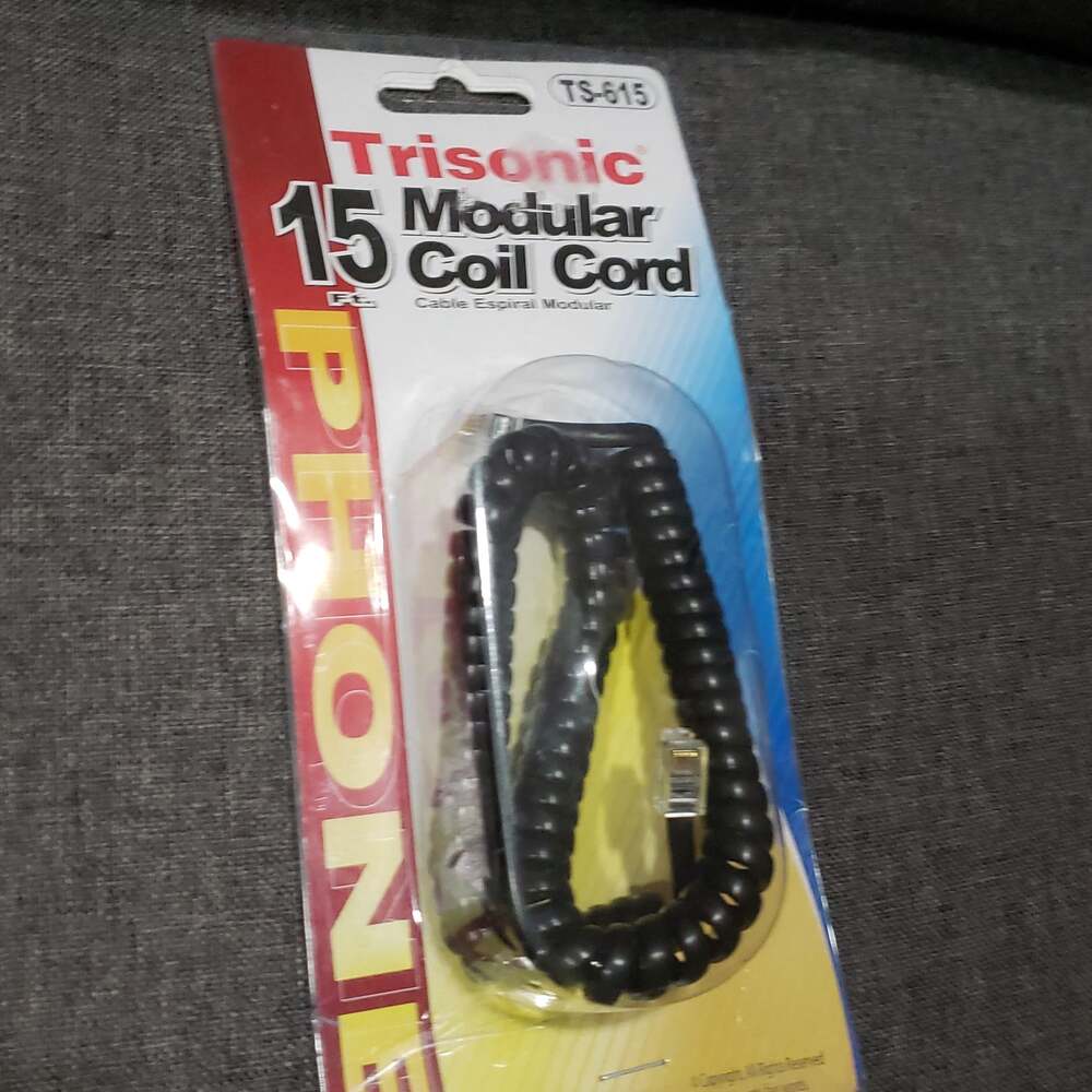 Softalk 15 ft Handset Coiled Black Landline Telephone‎ Handset Cord